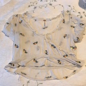 FREE PEOPLE “Full Bloom” Appliqué and Ruffle Top M